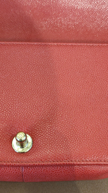 Chanel CC Le Boy Caviar Red Old Medium Series 29