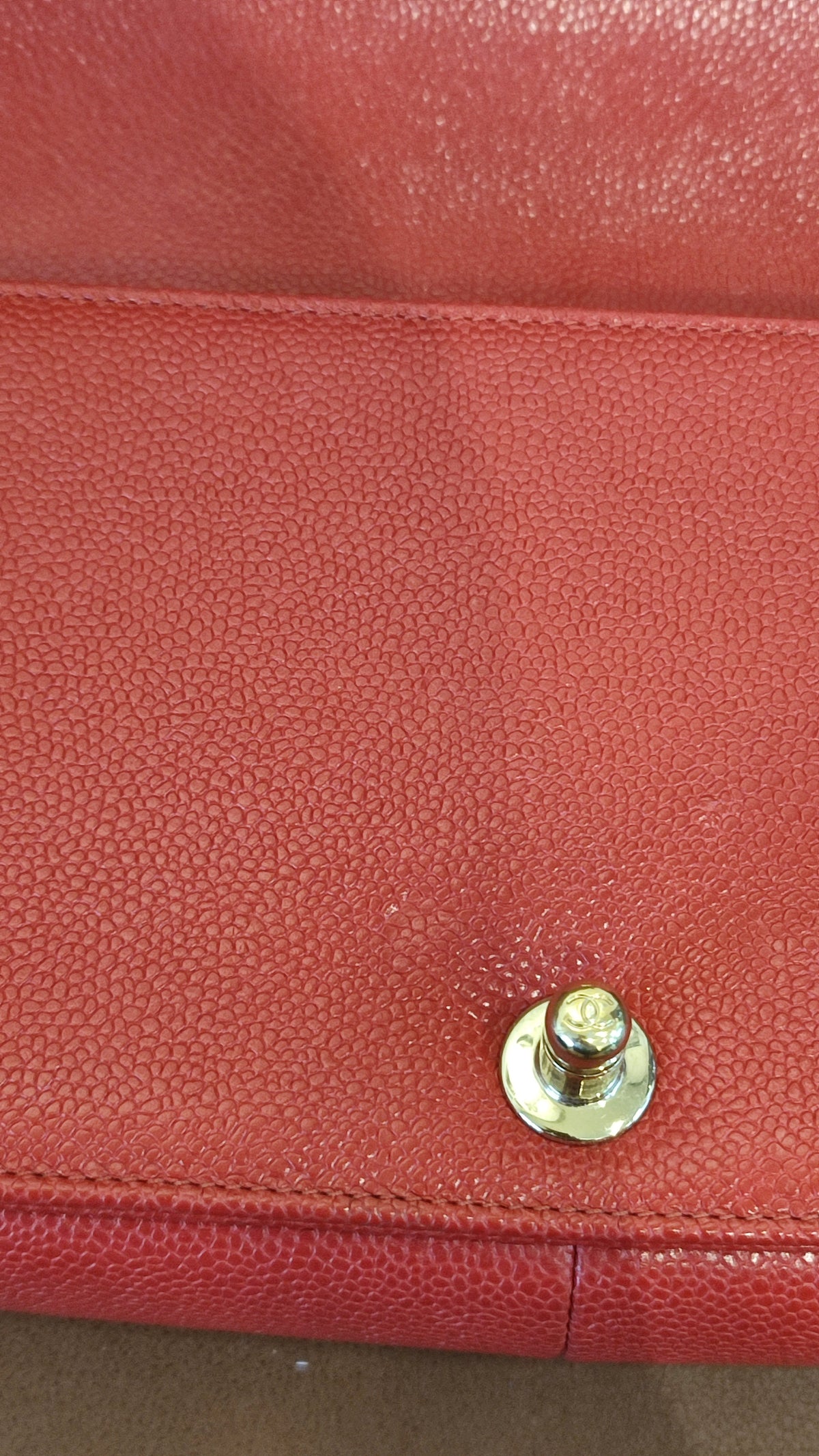 Chanel CC Le Boy Caviar Red Old Medium Series 29