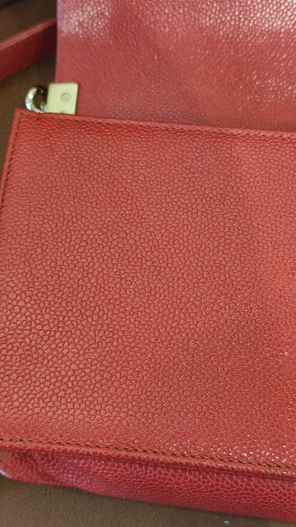 Chanel CC Le Boy Caviar Red Old Medium Series 29