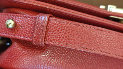 Chanel CC Le Boy Caviar Red Old Medium Series 29