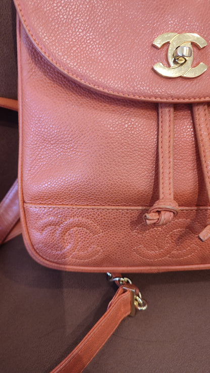 Chanel Vintage CC Backpack Caviar Orange Series 4