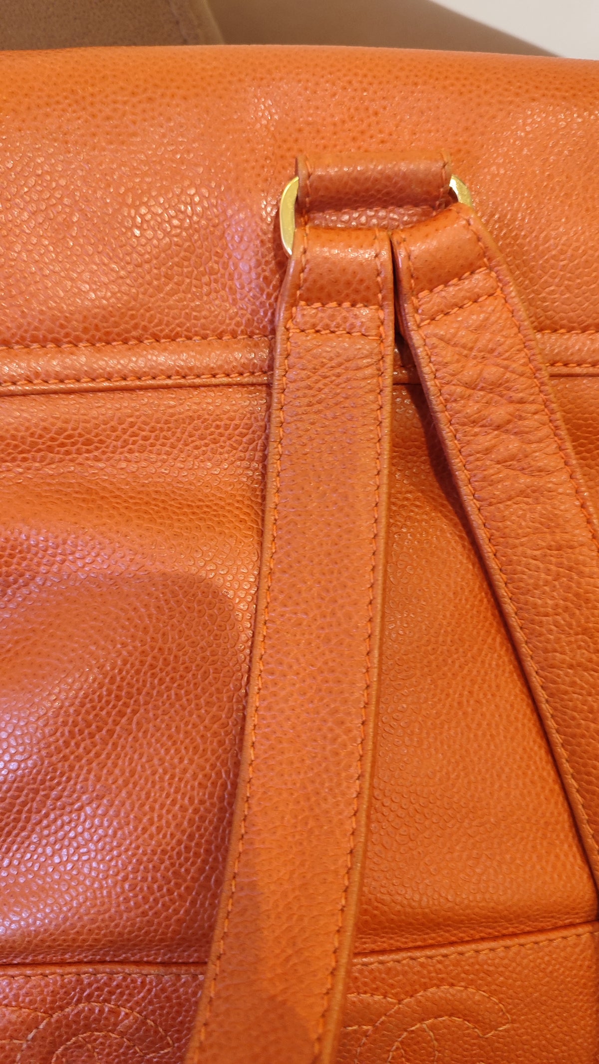 Chanel Vintage CC Backpack Caviar Orange Series 4
