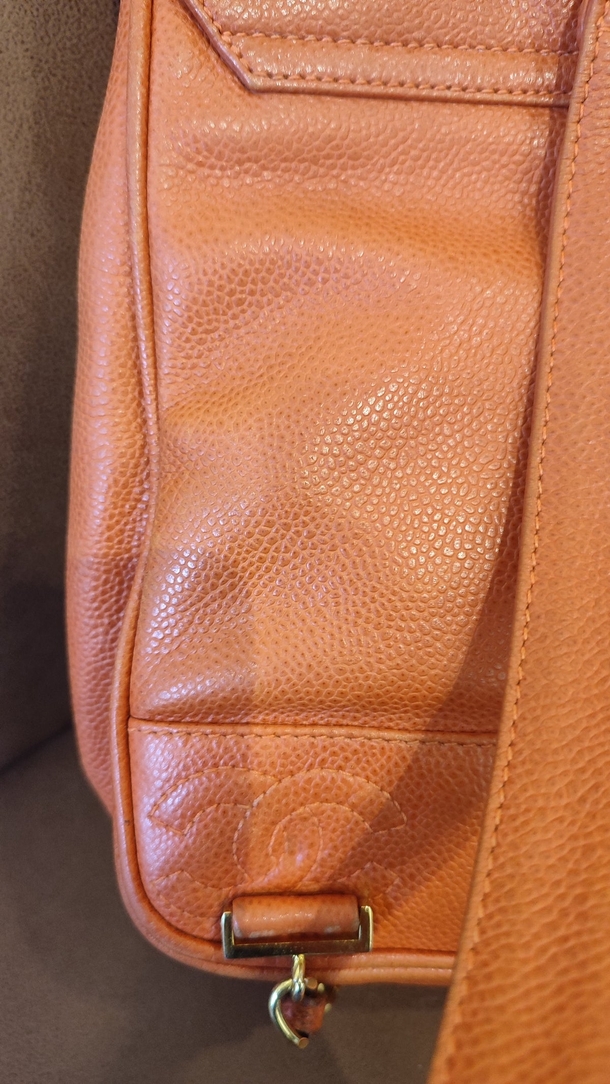 Chanel Vintage CC Backpack Caviar Orange Series 4