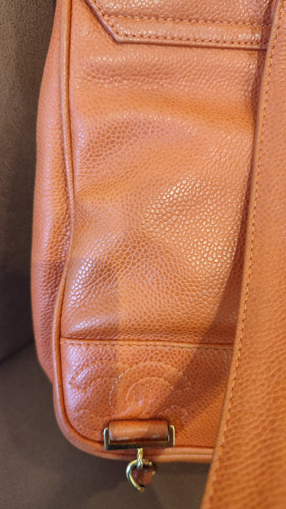 Chanel Vintage CC Backpack Caviar Orange Series 4