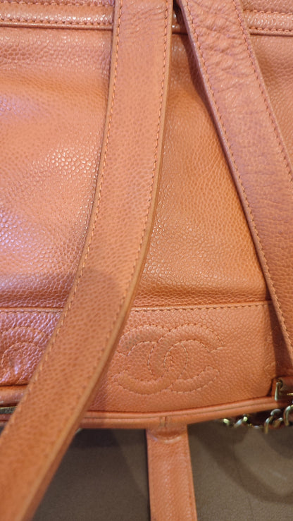 Chanel Vintage CC Backpack Caviar Orange Series 4