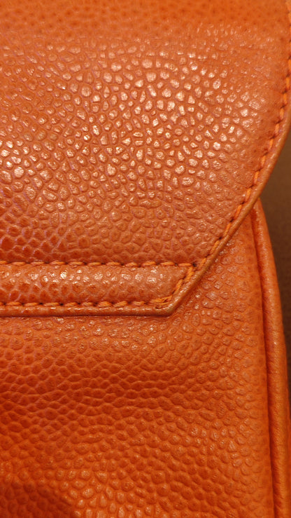 Chanel Vintage CC Backpack Caviar Orange Series 4