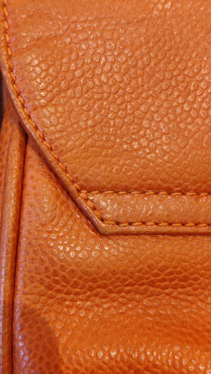 Chanel Vintage CC Backpack Caviar Orange Series 4