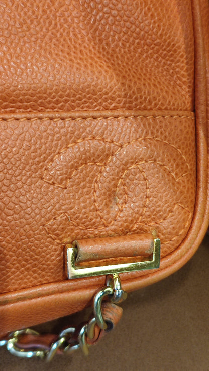 Chanel Vintage CC Backpack Caviar Orange Series 4