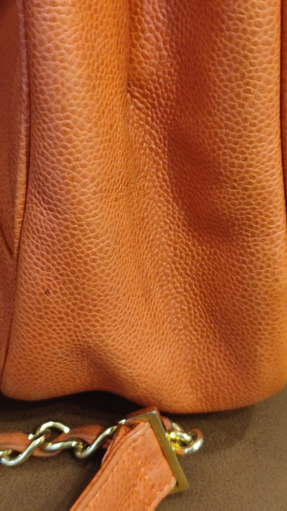 Chanel Vintage CC Backpack Caviar Orange Series 4