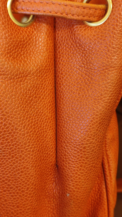 Chanel Vintage CC Backpack Caviar Orange Series 4