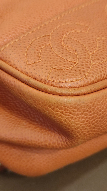 Chanel Vintage CC Backpack Caviar Orange Series 4