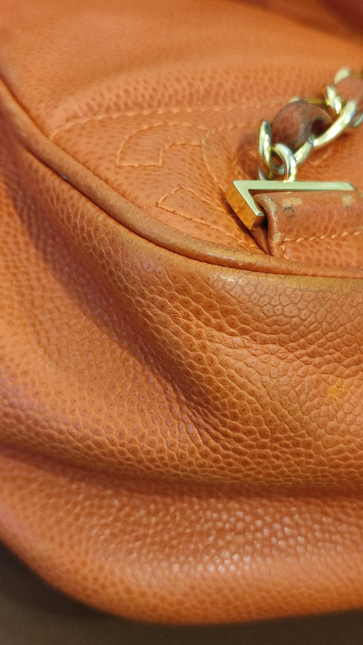 Chanel Vintage CC Backpack Caviar Orange Series 4