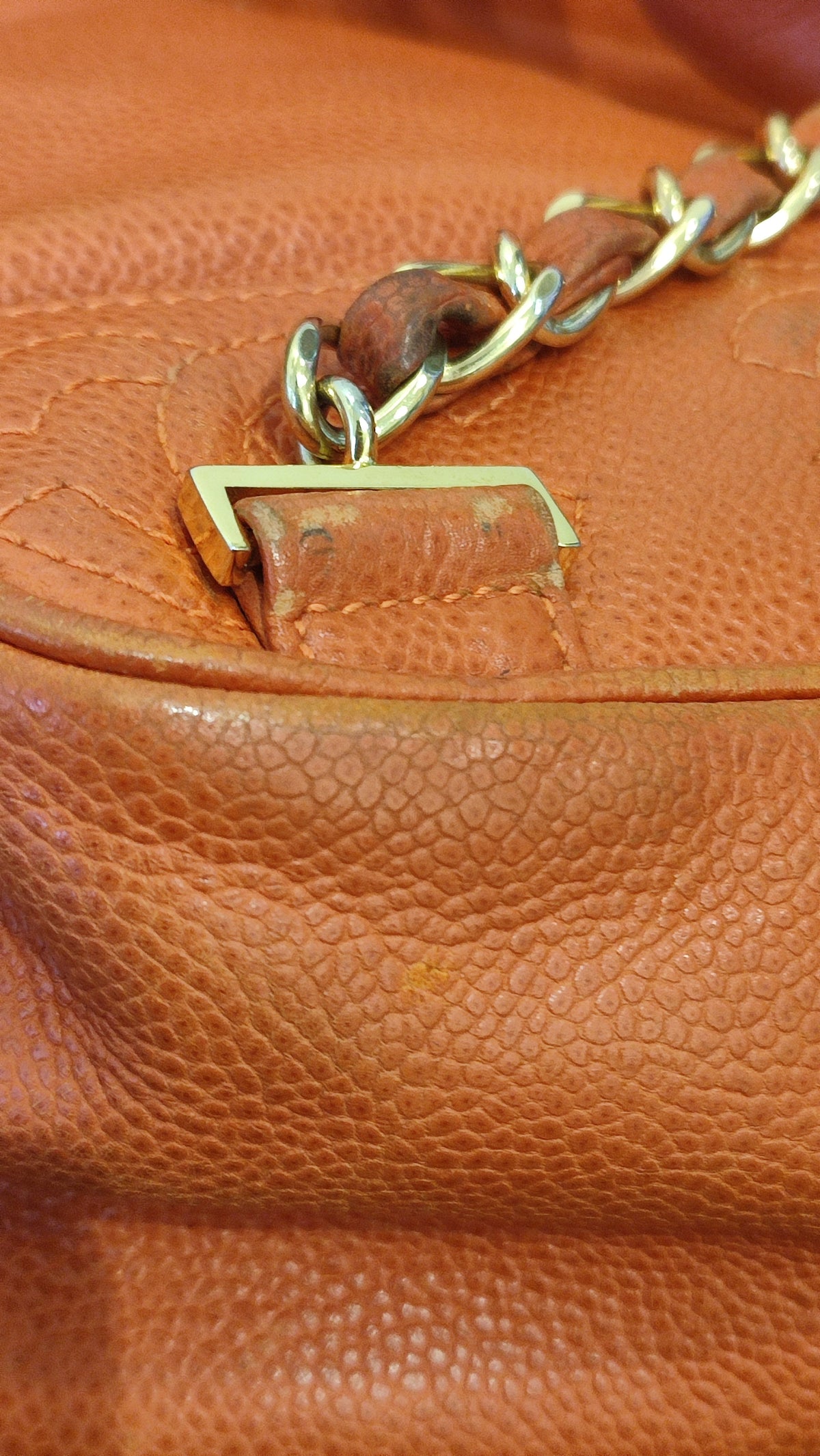 Chanel Vintage CC Backpack Caviar Orange Series 4