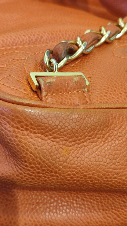 Chanel Vintage CC Backpack Caviar Orange Series 4
