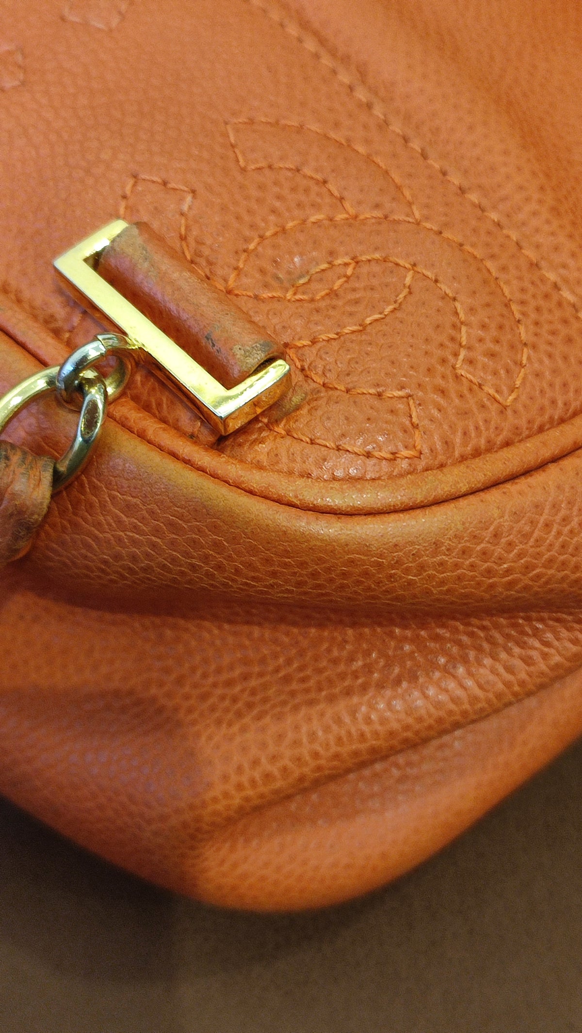 Chanel Vintage CC Backpack Caviar Orange Series 4
