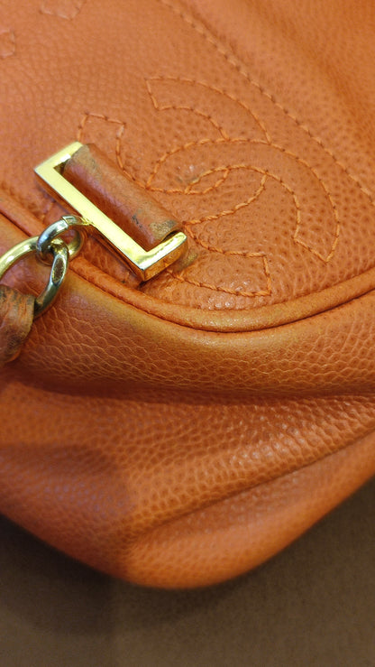 Chanel Vintage CC Backpack Caviar Orange Series 4
