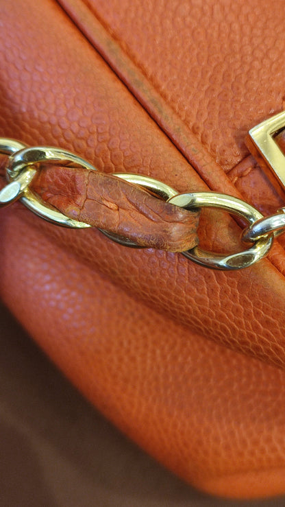 Chanel Vintage CC Backpack Caviar Orange Series 4