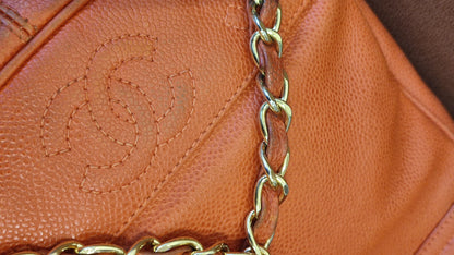Chanel Vintage CC Backpack Caviar Orange Series 4