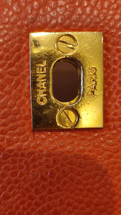 Chanel Vintage CC Backpack Caviar Orange Series 4