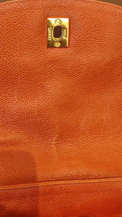 Chanel Vintage CC Backpack Caviar Orange Series 4