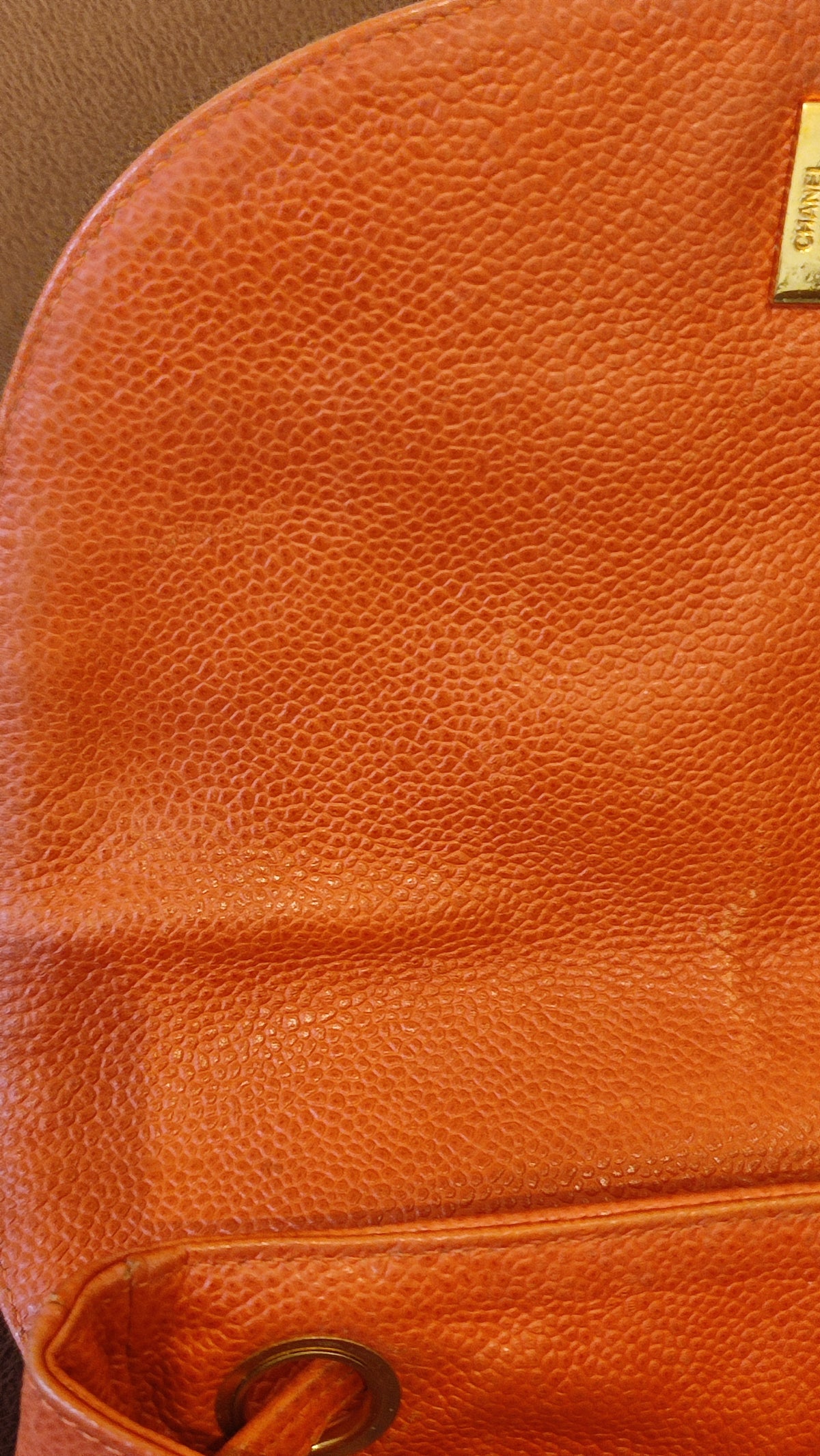 Chanel Vintage CC Backpack Caviar Orange Series 4