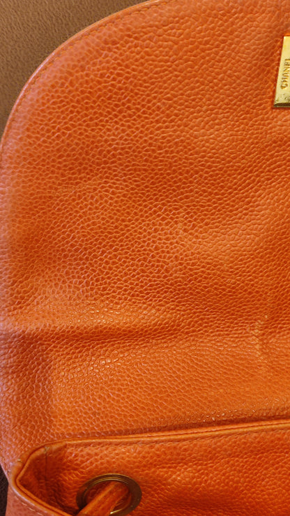 Chanel Vintage CC Backpack Caviar Orange Series 4