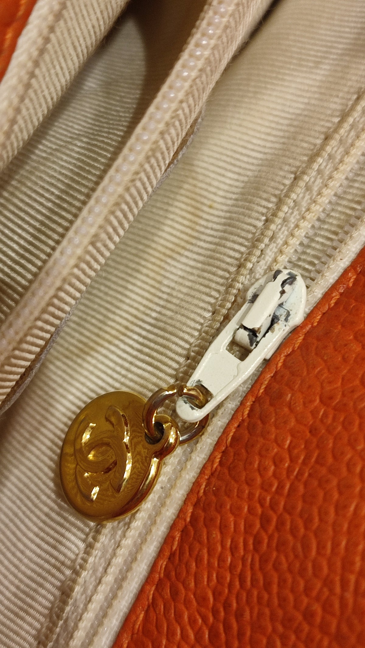 Chanel Vintage CC Backpack Caviar Orange Series 4