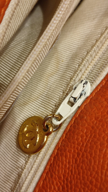 Chanel Vintage CC Backpack Caviar Orange Series 4