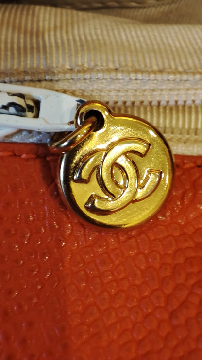 Chanel Vintage CC Backpack Caviar Orange Series 4