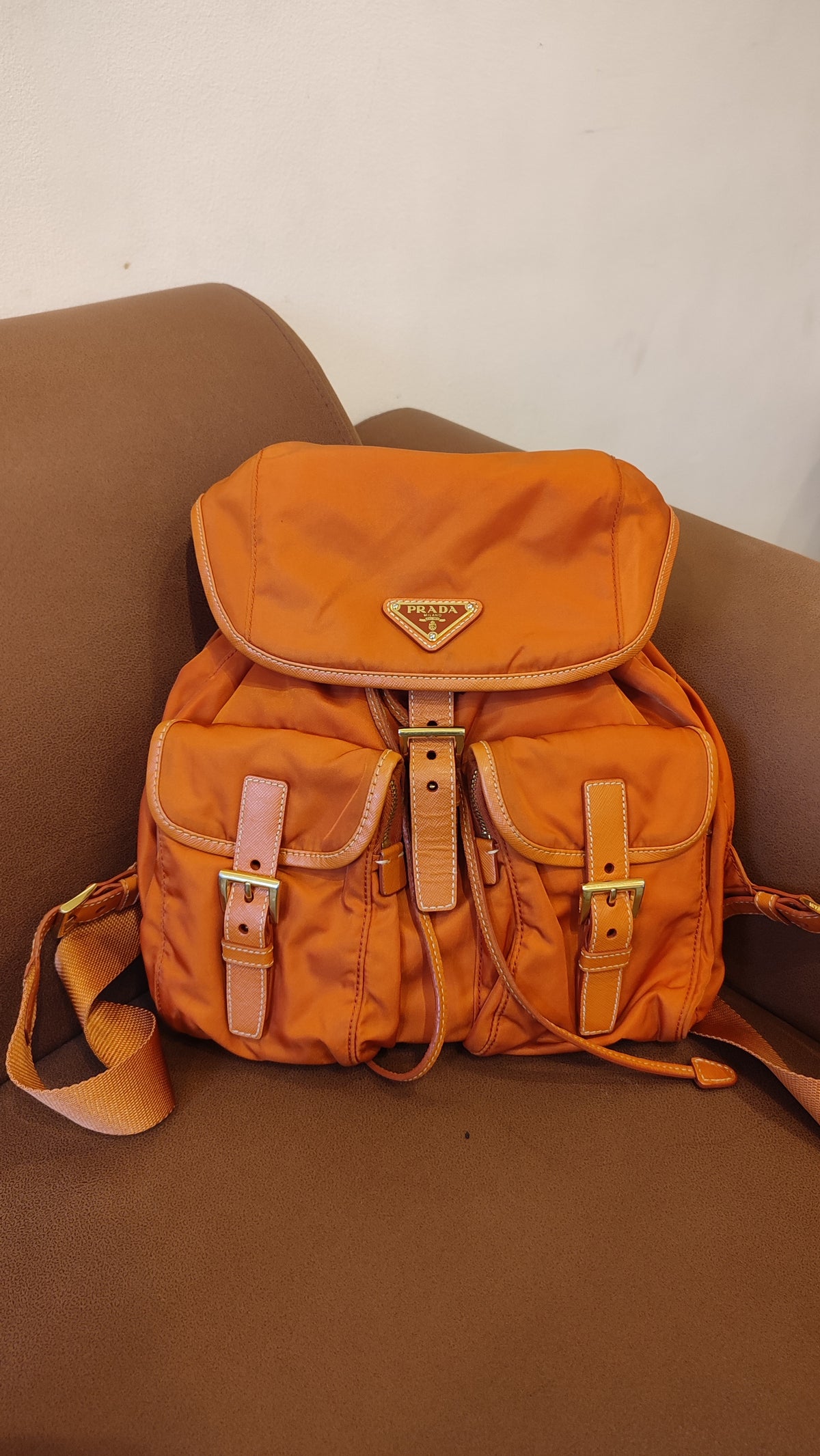 Prada Tessuto Nylon Backpack Orange