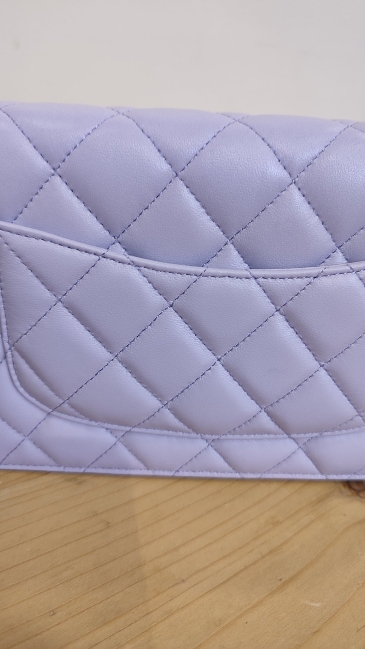 Chanel CC Wallet on Chain Lambskin Ribbon Strap Lavender Microchipped