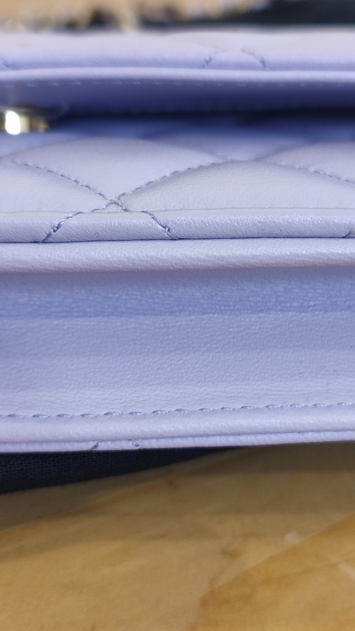 Chanel CC Wallet on Chain Lambskin Ribbon Strap Lavender Microchipped