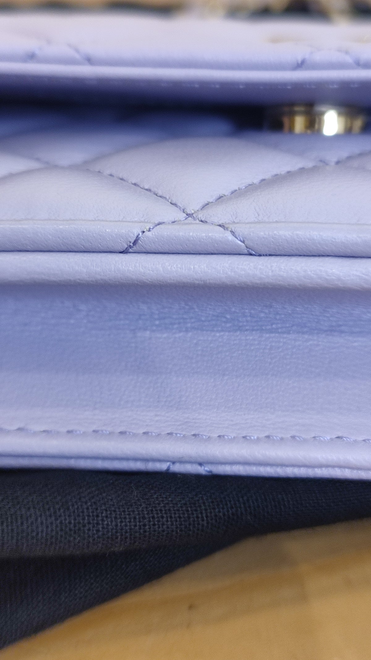 Chanel CC Wallet on Chain Lambskin Ribbon Strap Lavender Microchipped