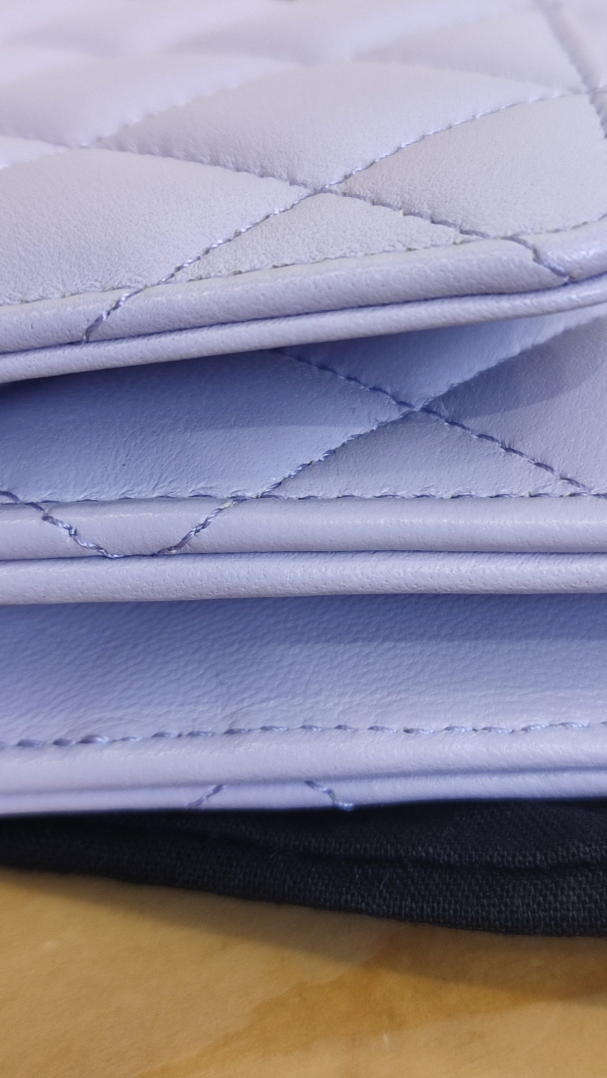 Chanel CC Wallet on Chain Lambskin Ribbon Strap Lavender Microchipped