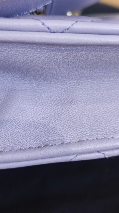 Chanel CC Wallet on Chain Lambskin Ribbon Strap Lavender Microchipped