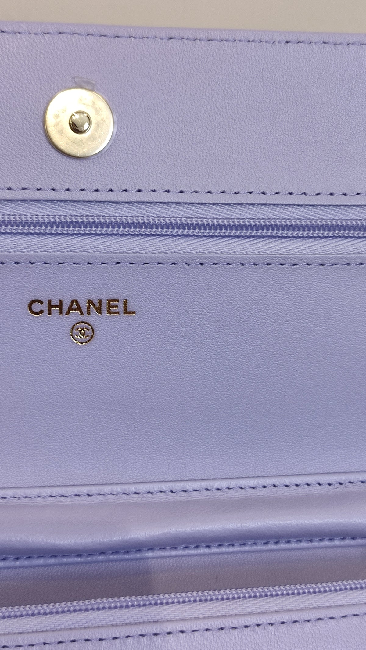 Chanel CC Wallet on Chain Lambskin Ribbon Strap Lavender Microchipped
