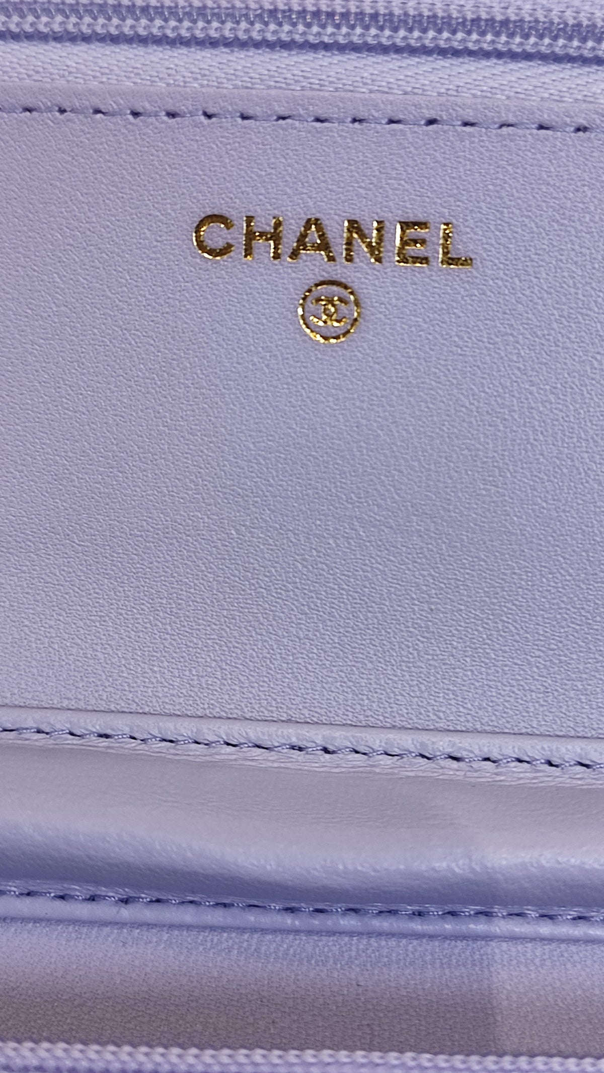 Chanel CC Wallet on Chain Lambskin Ribbon Strap Lavender Microchipped
