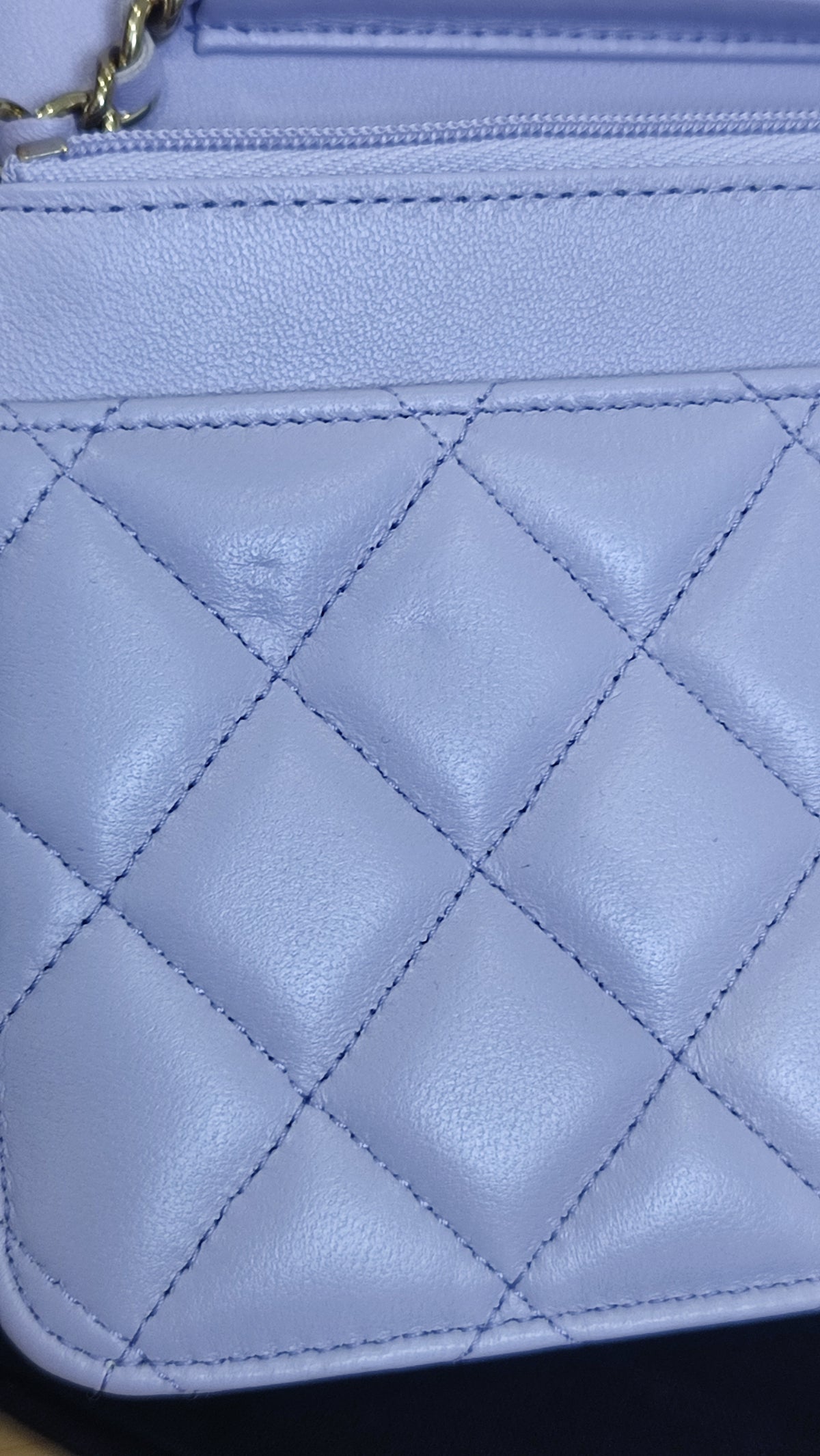 Chanel CC Wallet on Chain Lambskin Ribbon Strap Lavender Microchipped