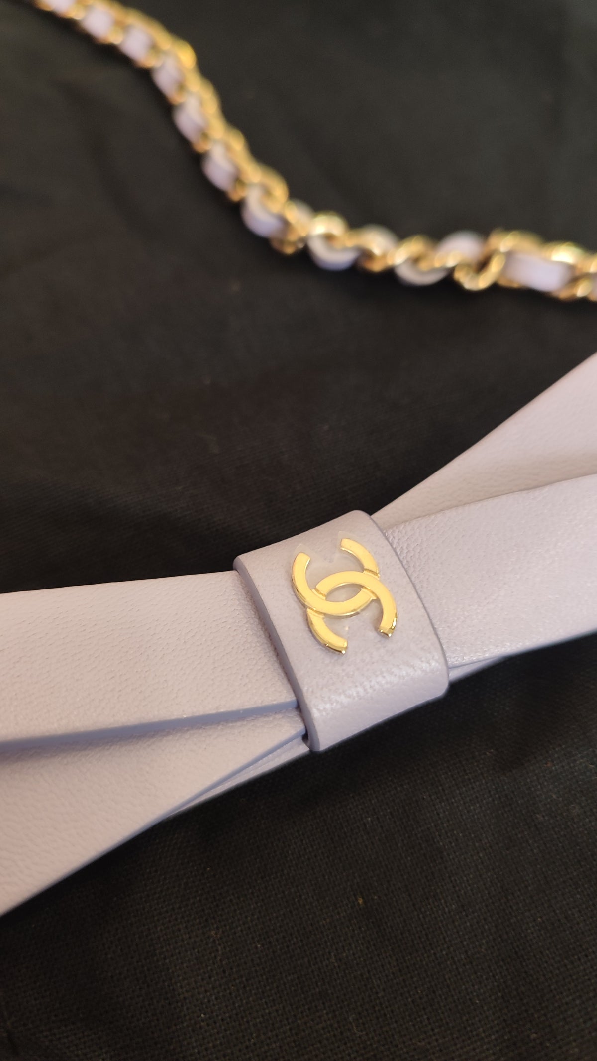 Chanel CC Wallet on Chain Lambskin Ribbon Strap Lavender Microchipped