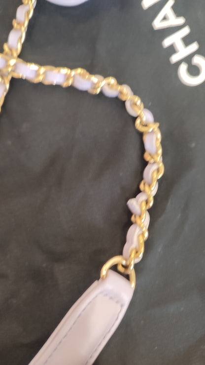 Chanel CC Wallet on Chain Lambskin Ribbon Strap Lavender Microchipped