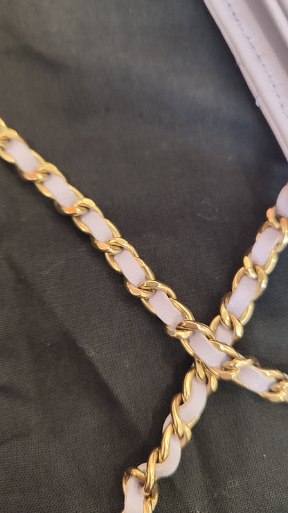 Chanel CC Wallet on Chain Lambskin Ribbon Strap Lavender Microchipped