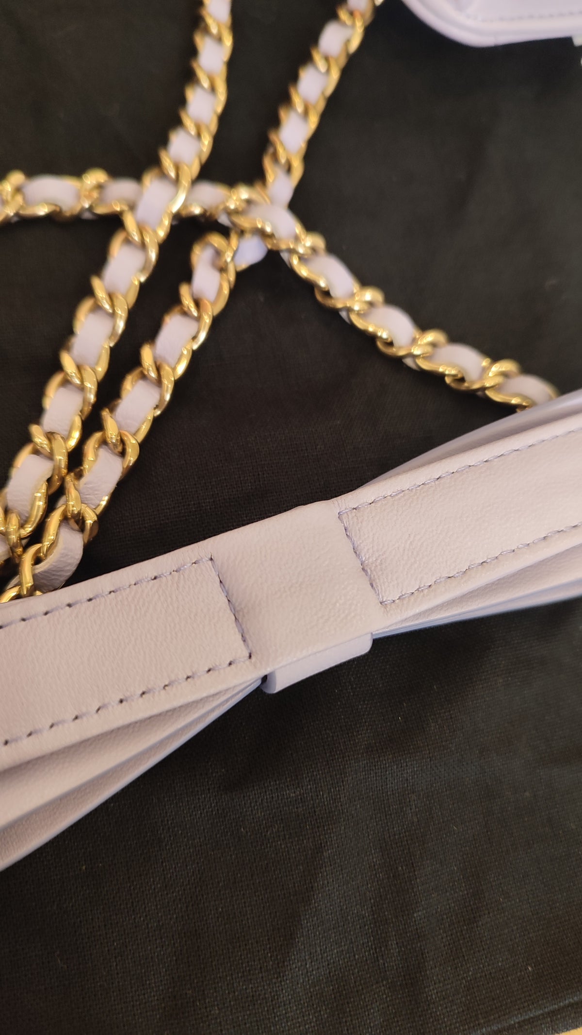 Chanel CC Wallet on Chain Lambskin Ribbon Strap Lavender Microchipped