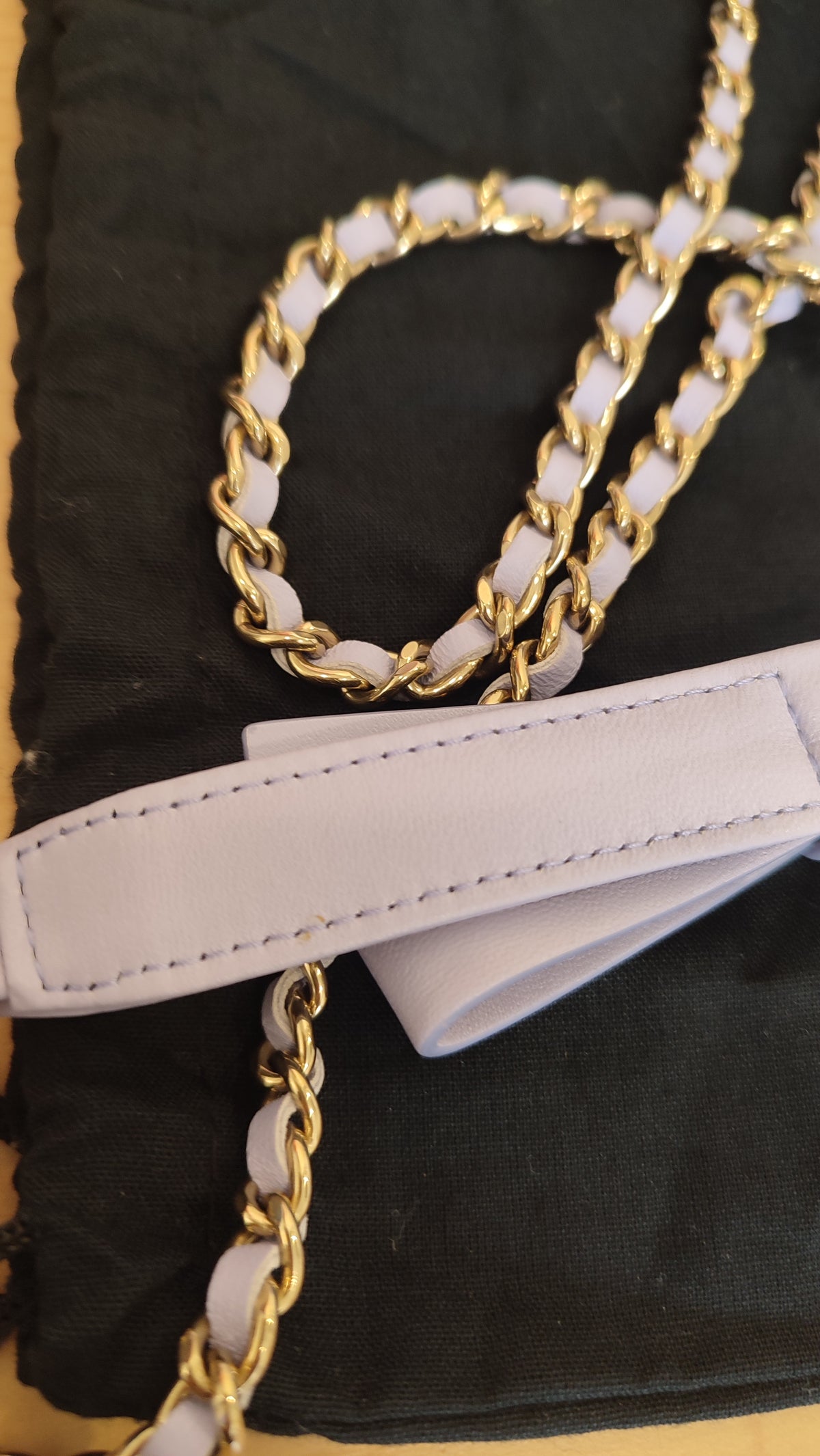 Chanel CC Wallet on Chain Lambskin Ribbon Strap Lavender Microchipped