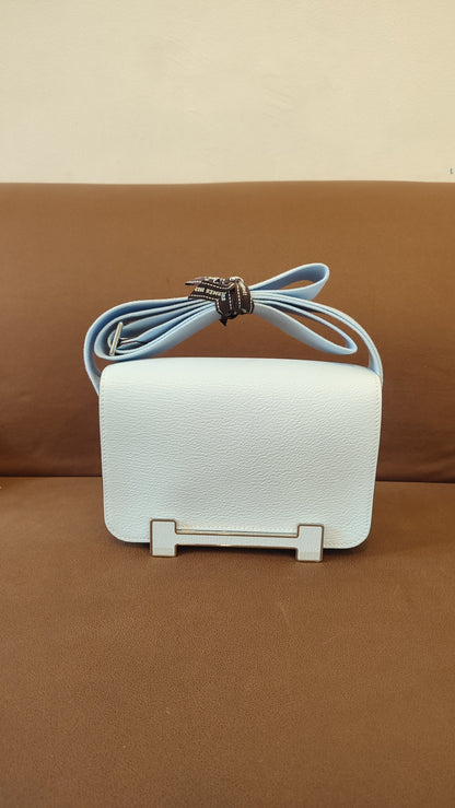 Hermes Geta Bicolor Bleu Brume/Nata Chevre Mysore Stamp U 2022