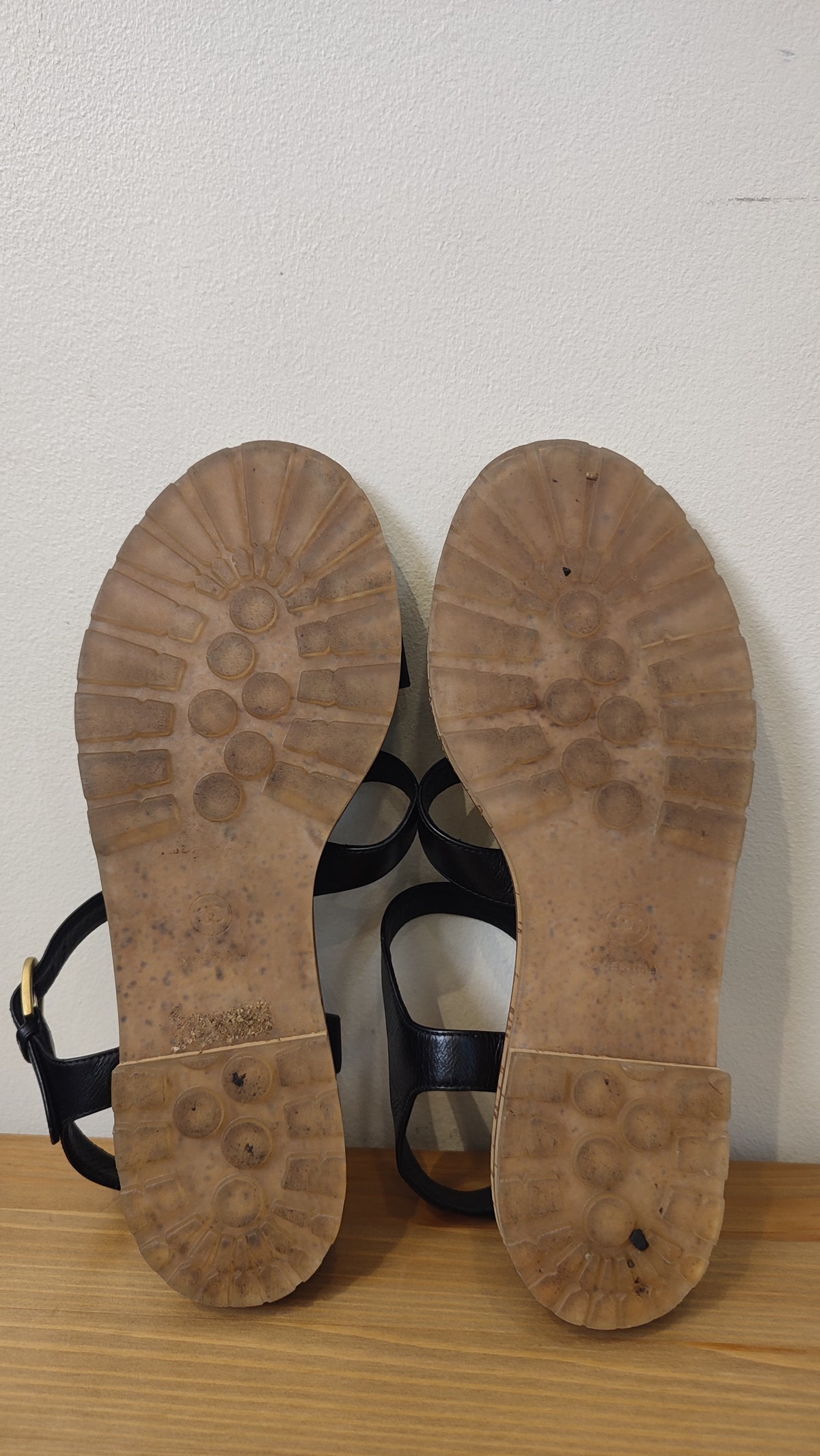 Chanel CC 2015 Gladiator Cork-Heeled Black Size 37 1/2