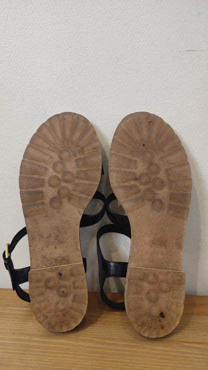 Chanel CC 2015 Gladiator Cork-Heeled Black Size 37 1/2