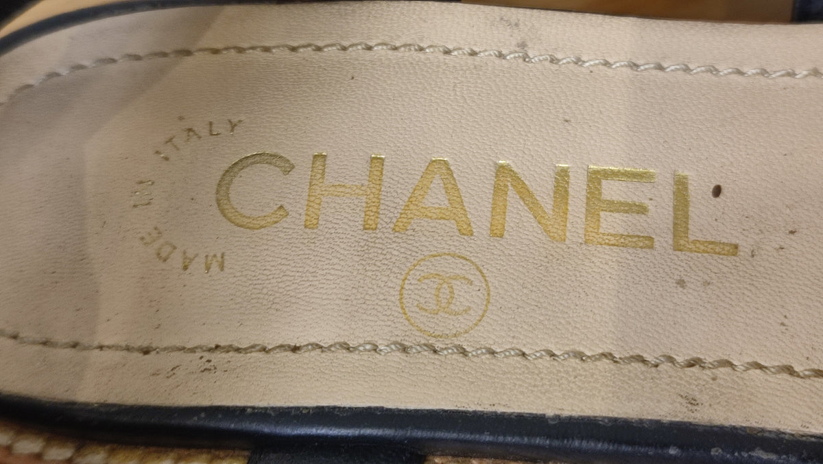 Chanel CC 2015 Gladiator Cork-Heeled Black Size 37 1/2