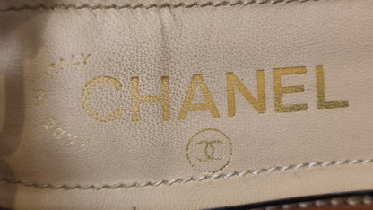 Chanel CC 2015 Gladiator Cork-Heeled Black Size 37 1/2