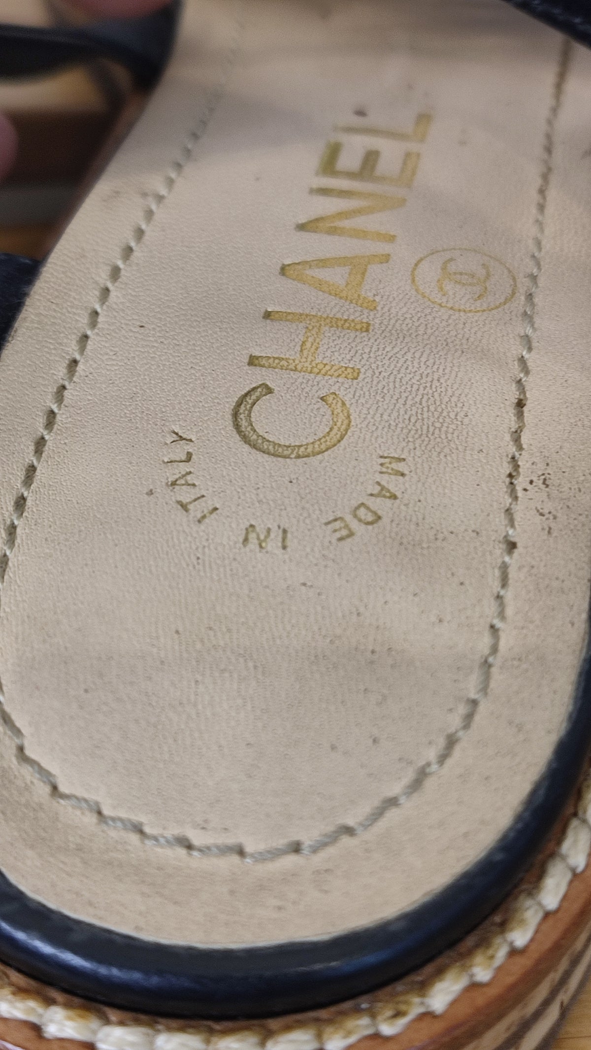 Chanel CC 2015 Gladiator Cork-Heeled Black Size 37 1/2