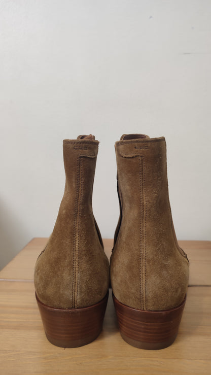 Celine Ankle Boots Suede Brown Size 36